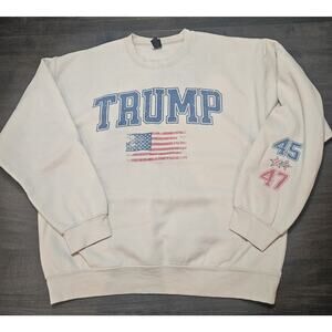 Trump 45/47 USA Flag Crewneck Heavy Blend Sweatshirt Size Large